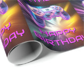 ゲームコントローラーのピンクビデオゲーマーパーティーの子供 ラッピングペーパー (ロールコーナー)