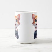 ゲームコントローラーを握りしめる子猫 笑顔のゲーマー猫I コーヒーマグカップ (中央)