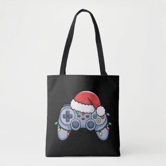 ゲームコントローラークリスマスサンタ帽子ゲーマー トートバッグ (正面)