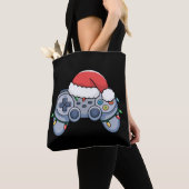 ゲームコントローラークリスマスサンタ帽子ゲーマー トートバッグ (クローズアップ)