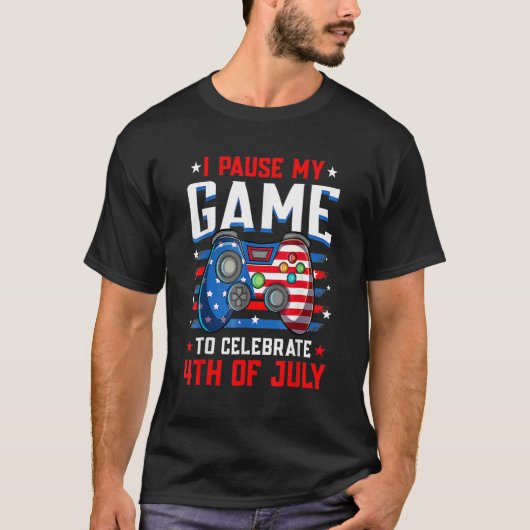 ゲームコントローラー少年ゲーマー私はセレにゲームを一時停止 Tシャツ (正面)