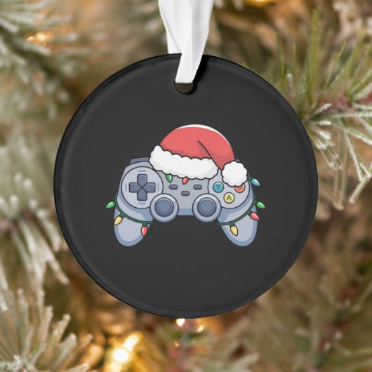 ゲームコントローラー クリスマス サンタ帽子 ゲーマー オーナメント (ツリー)