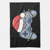 ゲームコントローラー クリスマス サンタ帽子 ゲーマー キッチンタオル (縦)