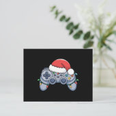 ゲームコントローラー クリスマス サンタ帽子 ゲーマー ポストカード (スタンド正面)