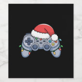 ゲームコントローラー クリスマス サンタ帽子 ゲーマー ワインラベル (シングルラベル)