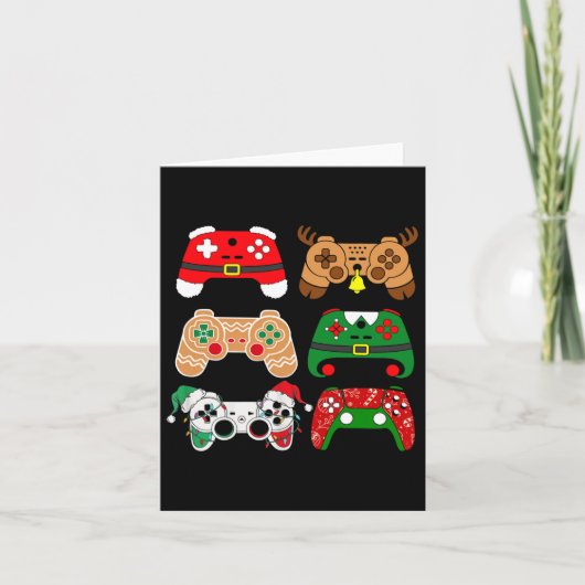 ゲームコントローラー クリスマス サンタ帽子 ゲーマー 男の子 カード (正面)