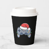 ゲームコントローラー クリスマス サンタ帽子 ゲーマー 紙コップ (正面)