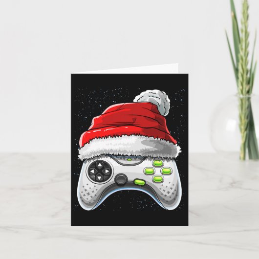 ゲームコントローラー クリスマス サンタ帽 ゲーマー ギフト 男の子 カード (正面)