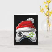 ゲームコントローラー クリスマス サンタ帽 ゲーマー ギフト 男の子 カード (黄色い花)