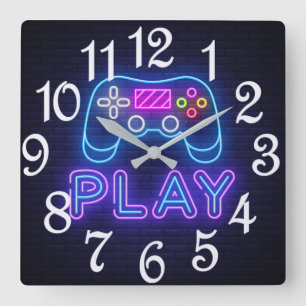 ゲームコントローラー スクエア壁時計