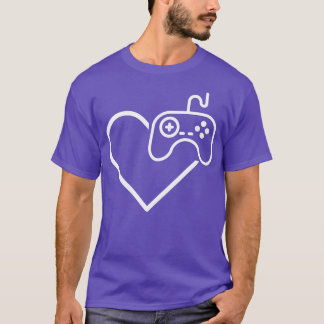 ゲームコントローラ付きビデオゲームオーバーハート Tシャツ