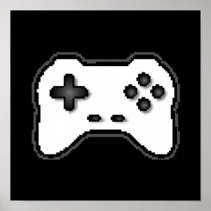 ゲームコントローラ白黒8ビットビデオゲームスタイル ポスター