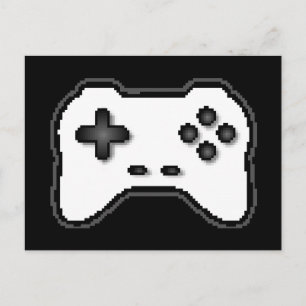ゲームコントローラ白黒8ビットビデオゲームスタイル ポストカード