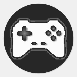 ゲームコントローラ白黒8ビットビデオゲームスタイル ラウンドシール