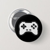 ゲームコントローラ白黒8ビットビデオゲームスタイル 缶バッジ (正面&裏面)