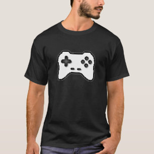 ゲームコントローラ白黒8ビットビデオゲームスタイル Tシャツ