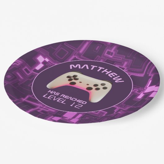 ゲームコントローラ10代のボーイズゲーマーバースデーパーティー ペーパープレート (アングル)