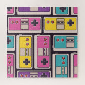 ゲームジョイスティックカラフルヴィンテージ壁紙 ジグソーパズル (横)