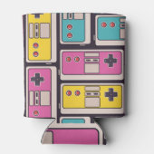 ゲームジョイスティックカラフルヴィンテージ壁紙 缶クーラー (裏面)