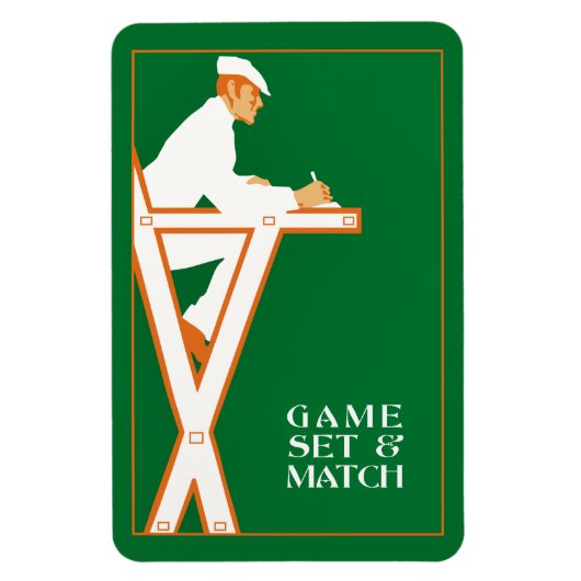 ゲームセットと試合、レトロテニス審判 マグネット (縦)