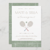 ゲームセットマッチテニスツインファースト誕生日招待状 サンキューカード (正面/裏面)