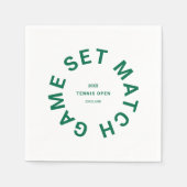 ゲームセットマッチ緑のテニスのトーナメントクレスト スタンダードカクテルナプキン (正面)