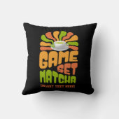 ゲームセット抹茶おもしろいラテドリンカー名前をカスタムする クッション (裏面)