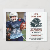 ゲームタイムだ！キックオフ、フットボール、誕生日の子供たちよ！ 招待状 (正面)