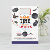 ゲームタイムアイスホッケースポーツ誕生日 招待状 (スタンド正面)