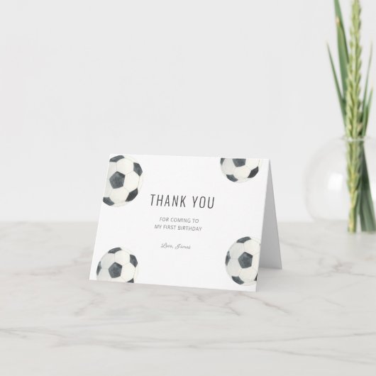ゲームタイムサッカーフットボール少年誕生日 サンキューカード (正面)