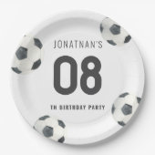ゲームタイムサッカーフットボール少年誕生日 ペーパープレート (正面)