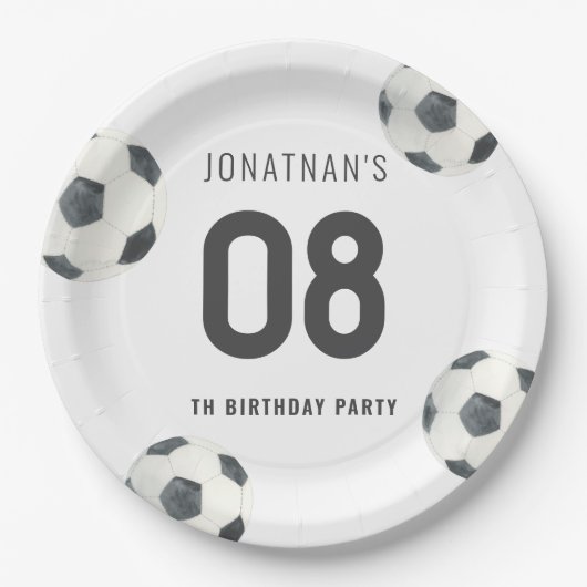 ゲームタイムサッカーフットボール少年誕生日 ペーパープレート (正面)