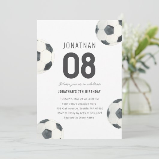 ゲームタイムサッカーフットボール少年誕生日 招待状 (スタンド正面)