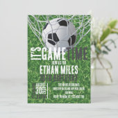 ゲームタイムサッカーボールスポーツ誕生日 招待状 (スタンド正面)