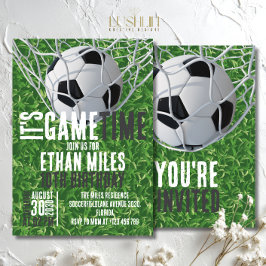 ゲームタイムサッカーボールスポーツ誕生日 招待状