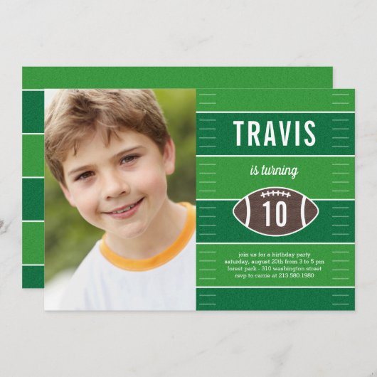 ゲームタイムフットボール誕生日パーティーの招待 招待状 (正面/裏面)