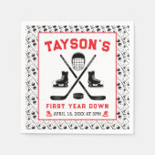 ゲームタイムホッケーの最初の誕生日パーティー スタンダードカクテルナプキン (正面)