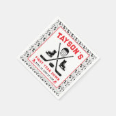 ゲームタイムホッケーの最初の誕生日パーティー スタンダードカクテルナプキン (角)