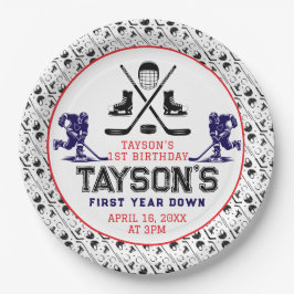 ゲームタイムホッケーの最初の誕生日パーティー ペーパープレート