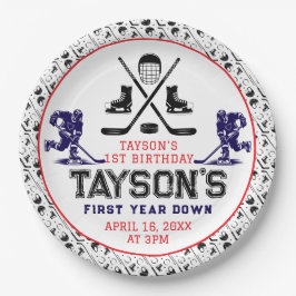 ゲームタイムホッケーの最初の誕生日パーティー ペーパープレート