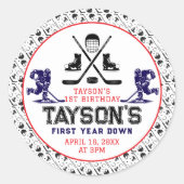 ゲームタイムホッケーの最初の誕生日パーティー ラウンドシール (正面)