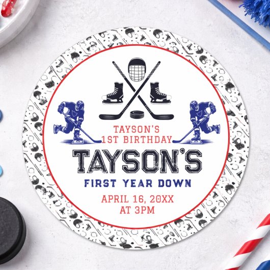 ゲームタイムホッケーの最初の誕生日パーティー ラウンドシール