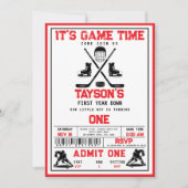 ゲームタイムホッケーの最初の誕生日パーティー 招待状 (正面)