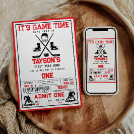 ゲームタイムホッケーの最初の誕生日パーティー 招待状