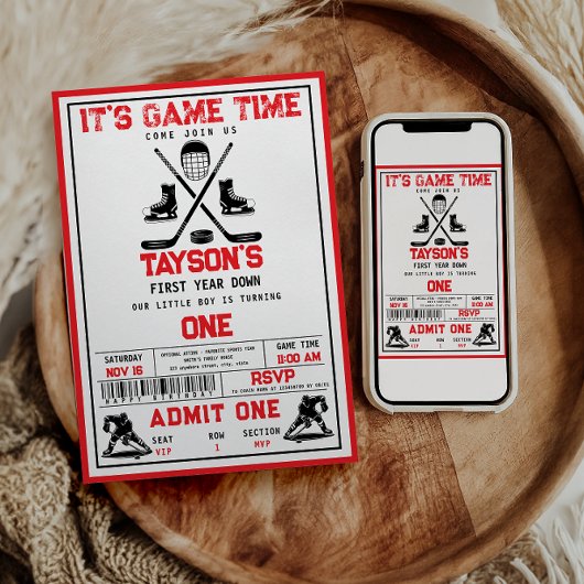 ゲームタイムホッケーの最初の誕生日パーティー 招待状