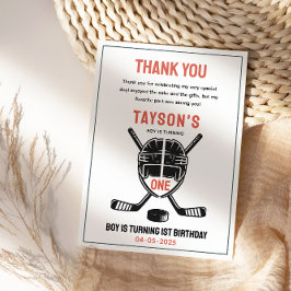 ゲームタイムホッケー1歳誕生日パーティー サンキューカード