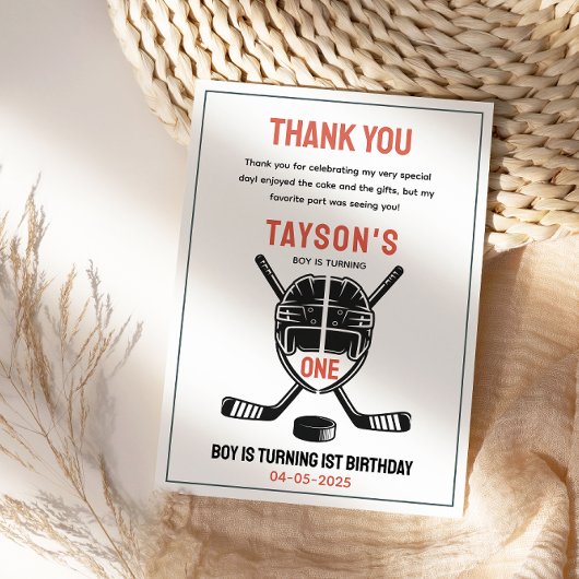 ゲームタイムホッケー1歳誕生日パーティー サンキューカード