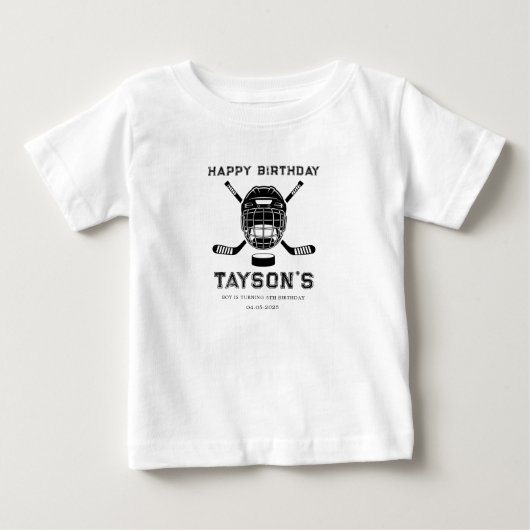 ゲームタイムホッケー5歳の誕生日パーティー ベビーTシャツ (正面)