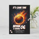 ゲームタイムボーイズバスケットボールスポーツ誕生日 招待状 (スタンド正面)