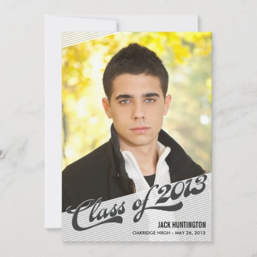 ゲームタイム卒業招待状 – 木炭 招待状 (正面)